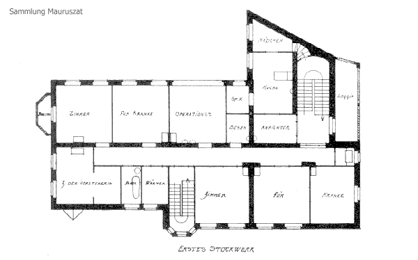 Alfred Grenander, Privatklinik Pernice (Frankfurt/Oder), Grundriß Erstes Stockwerk